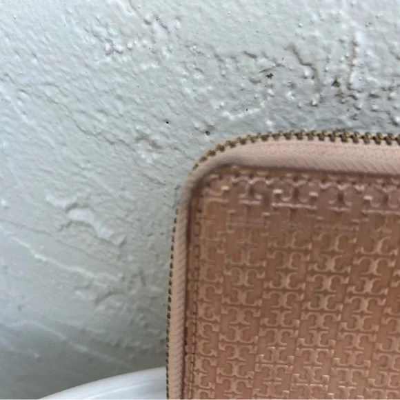 Tory Burch Marion Embosed Leather Zip Around Wallet Wristlet Rose Gold - Picture 2 of 8